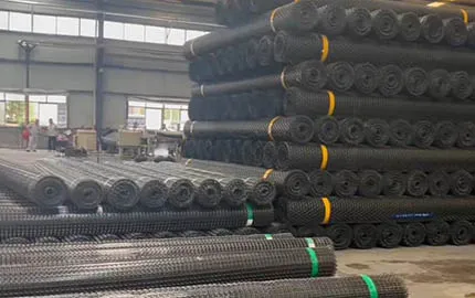 warp knitted fiberglass and polyester geogrid production